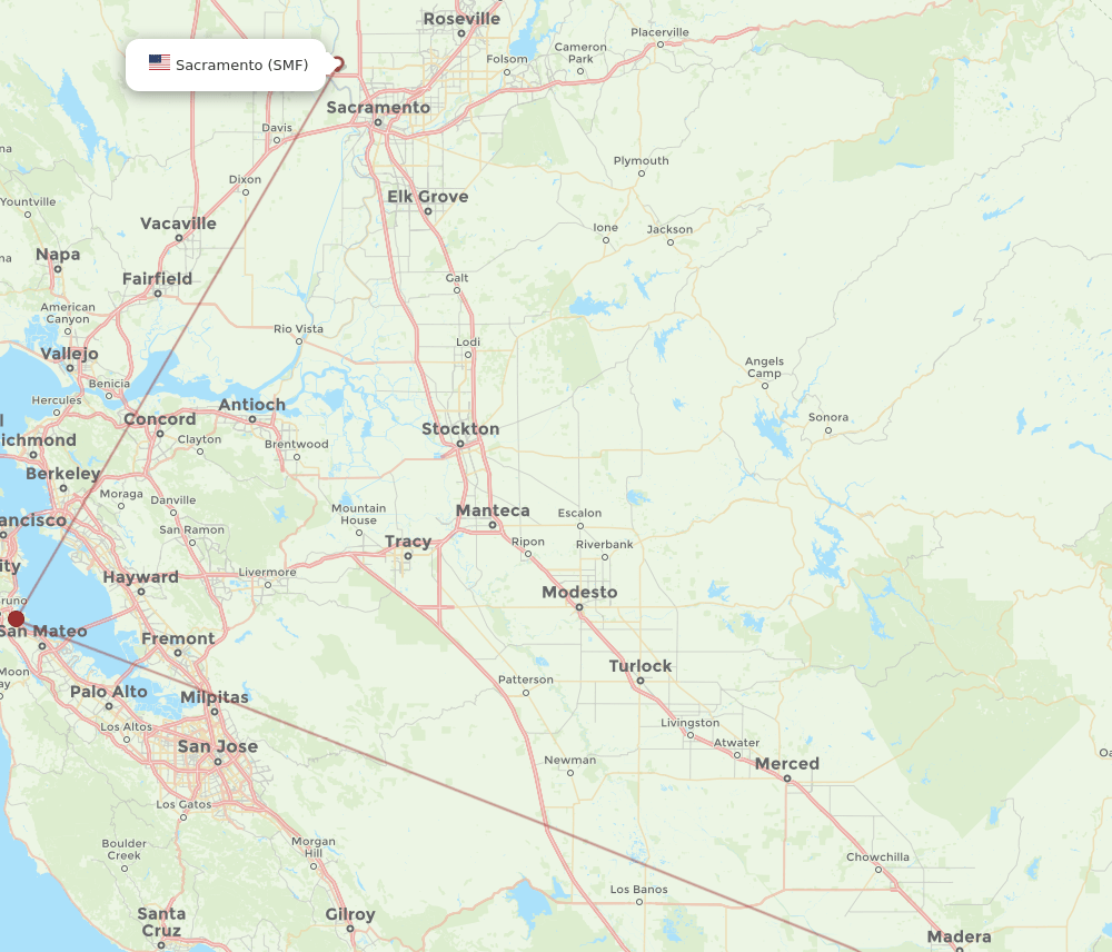 FAT to SMF flights and routes map