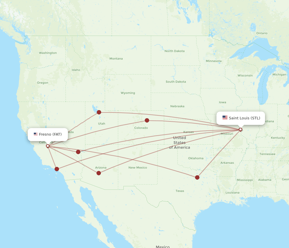 FAT to STL flights and routes map