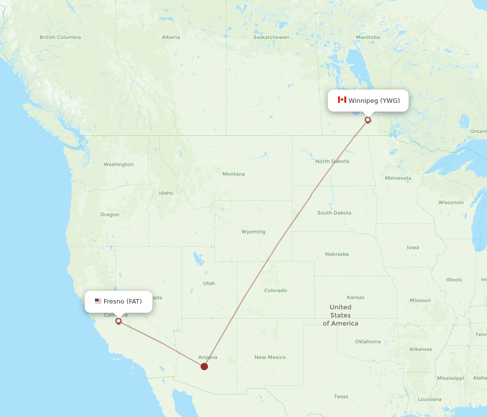 FAT-YWG flight routes