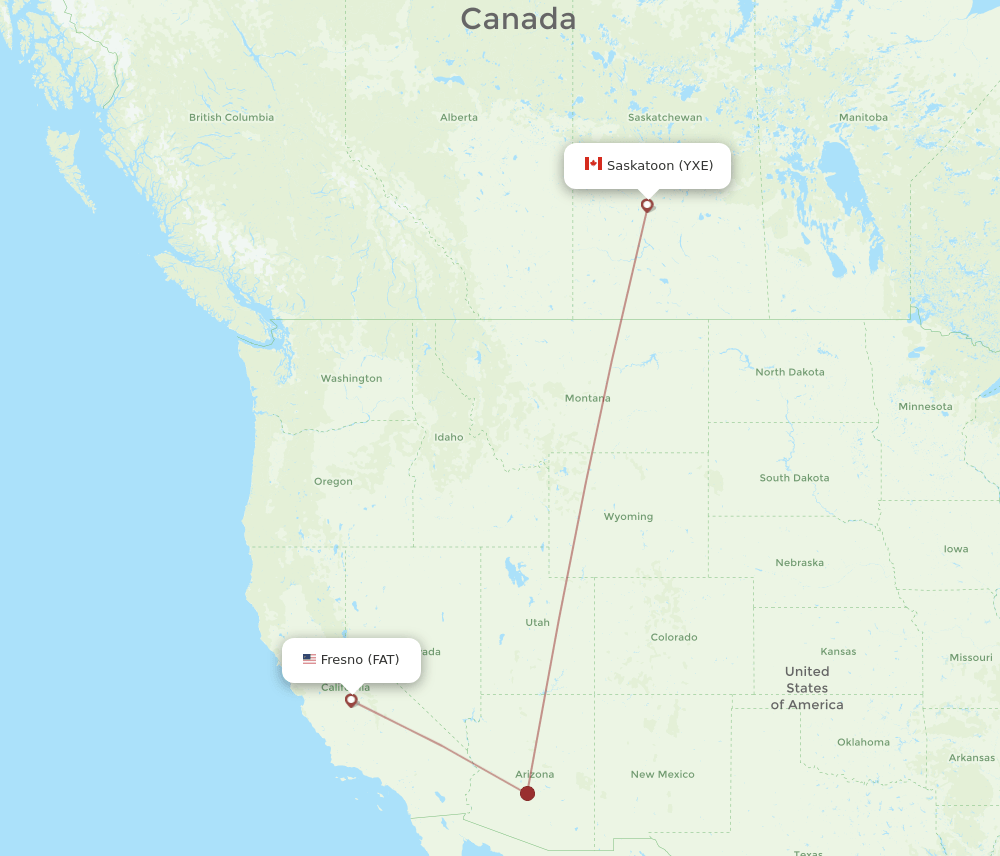 FAT-YXE flight routes