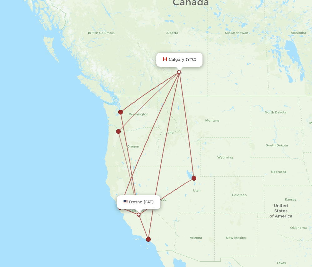 FAT-YYC flight routes