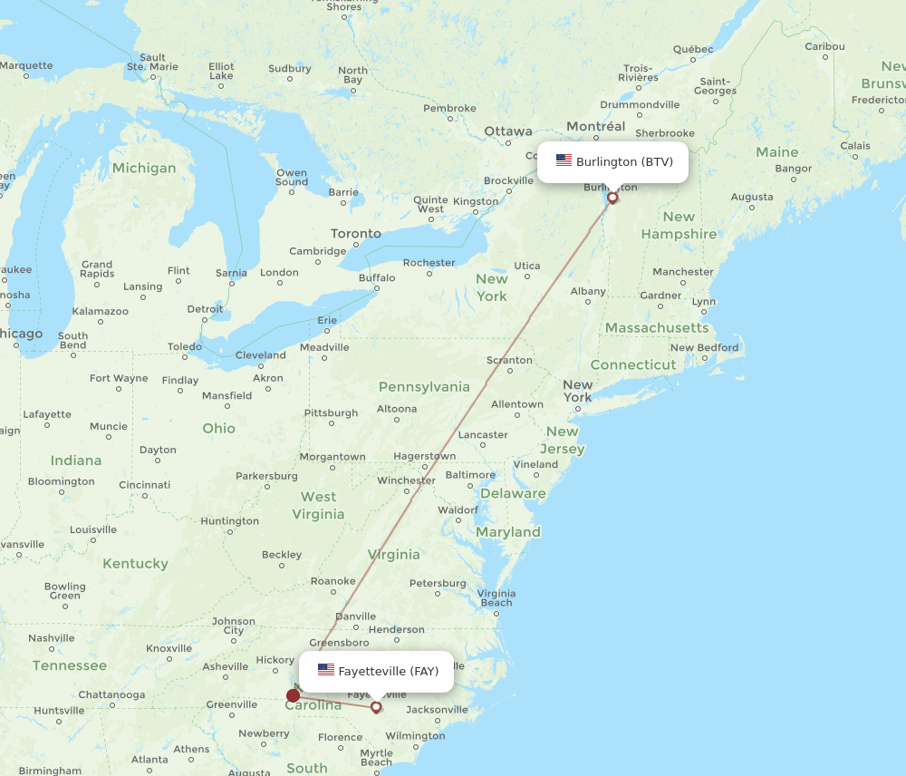 FAY-BTV flight routes