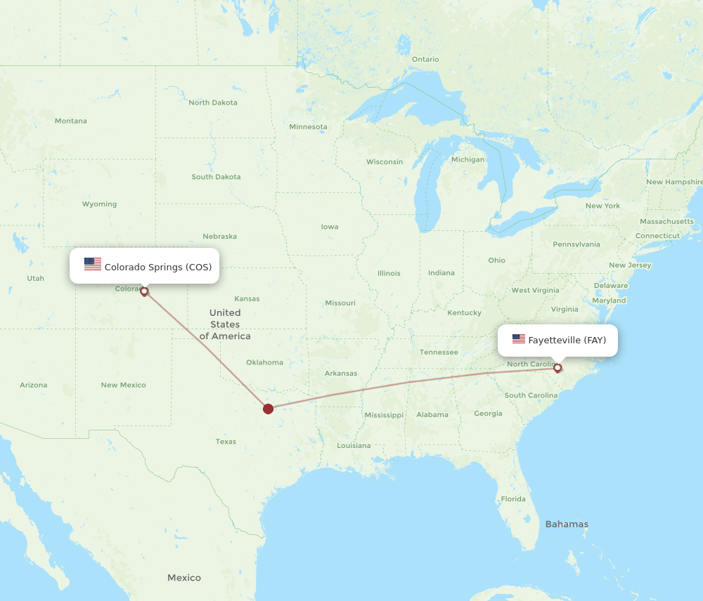 FAY to COS flights and routes map