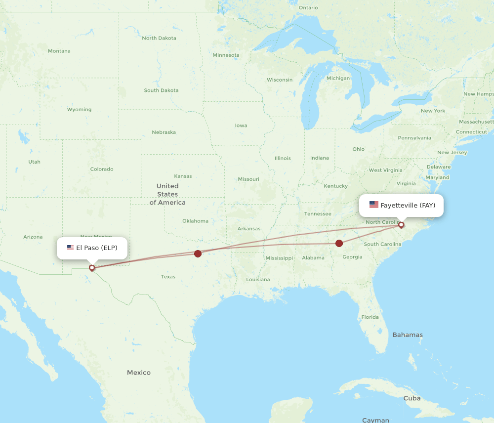 FAY-ELP flight routes