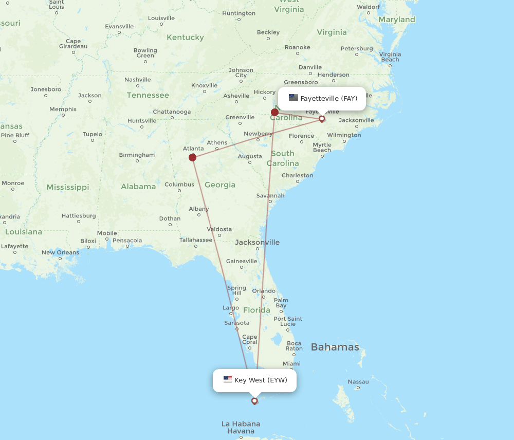FAY-EYW flight routes