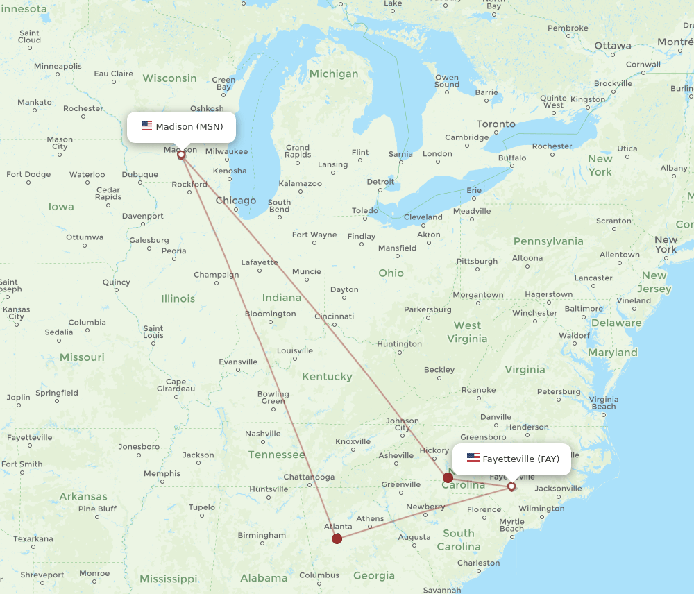 FAY-MSN flight routes