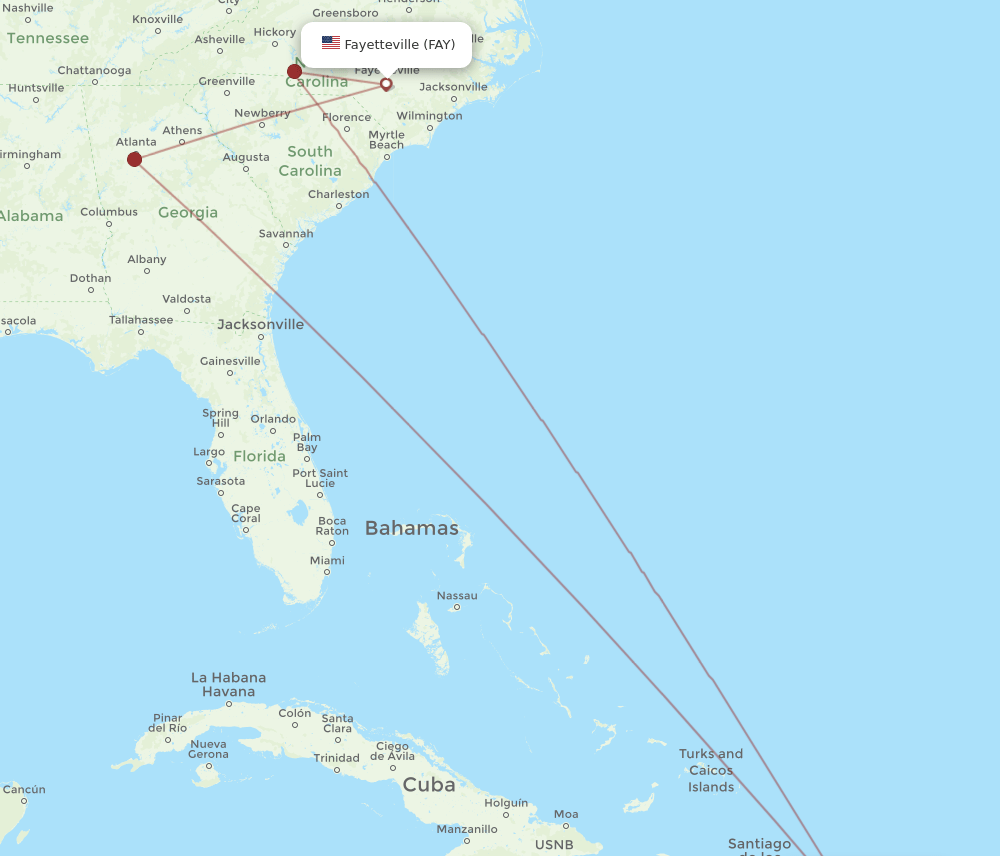 FAY-PUJ flight routes