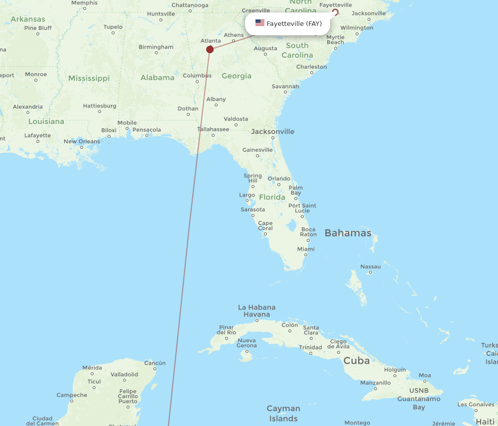 FAY-RTB flight routes