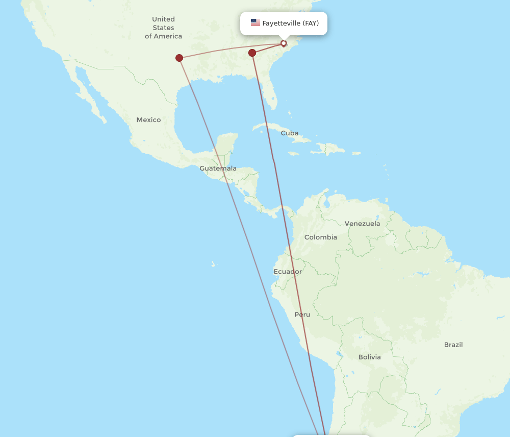 FAY-SCL flight routes