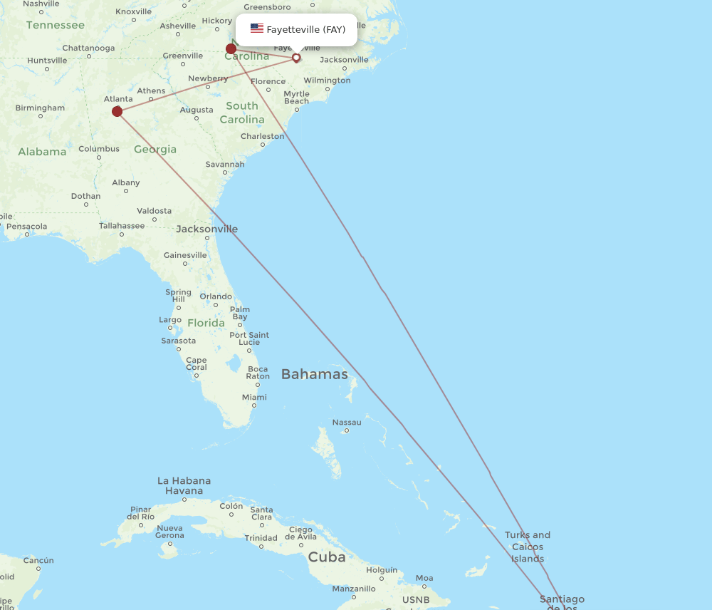 FAY-SDQ flight routes