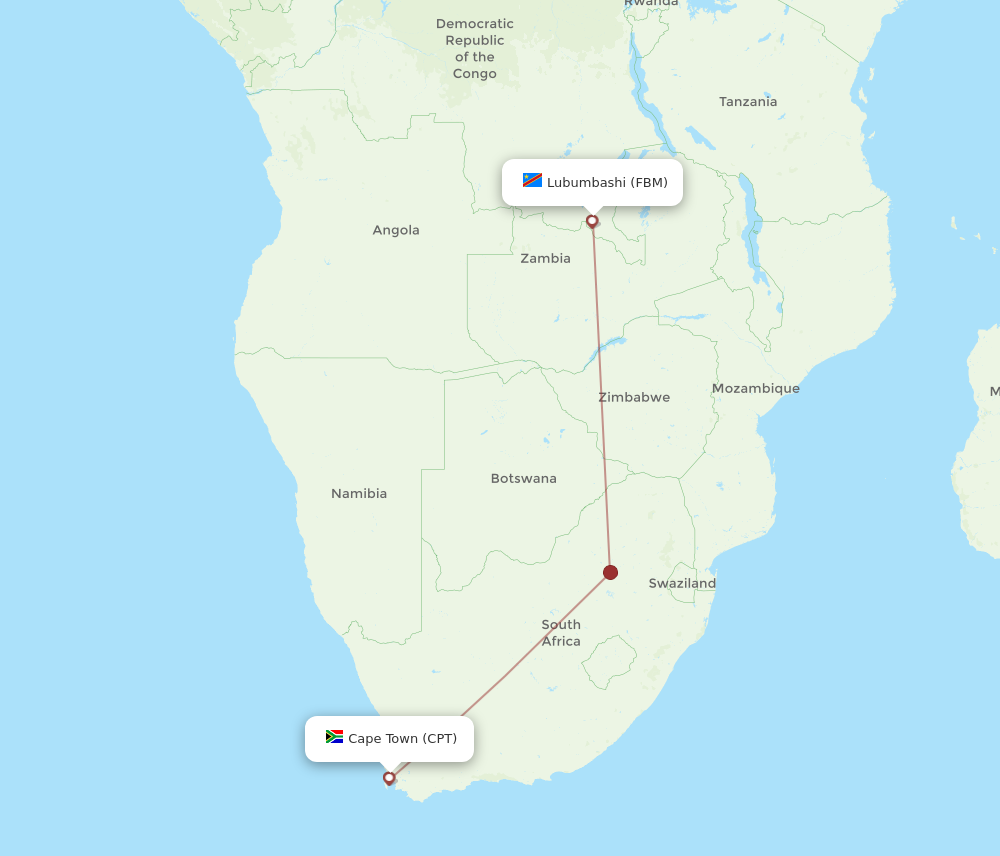 FBM to CPT flights and routes map