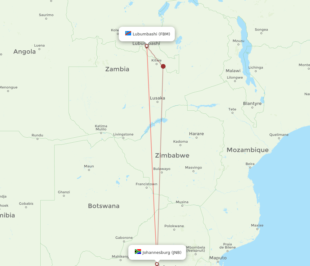 FBM-JNB flight routes