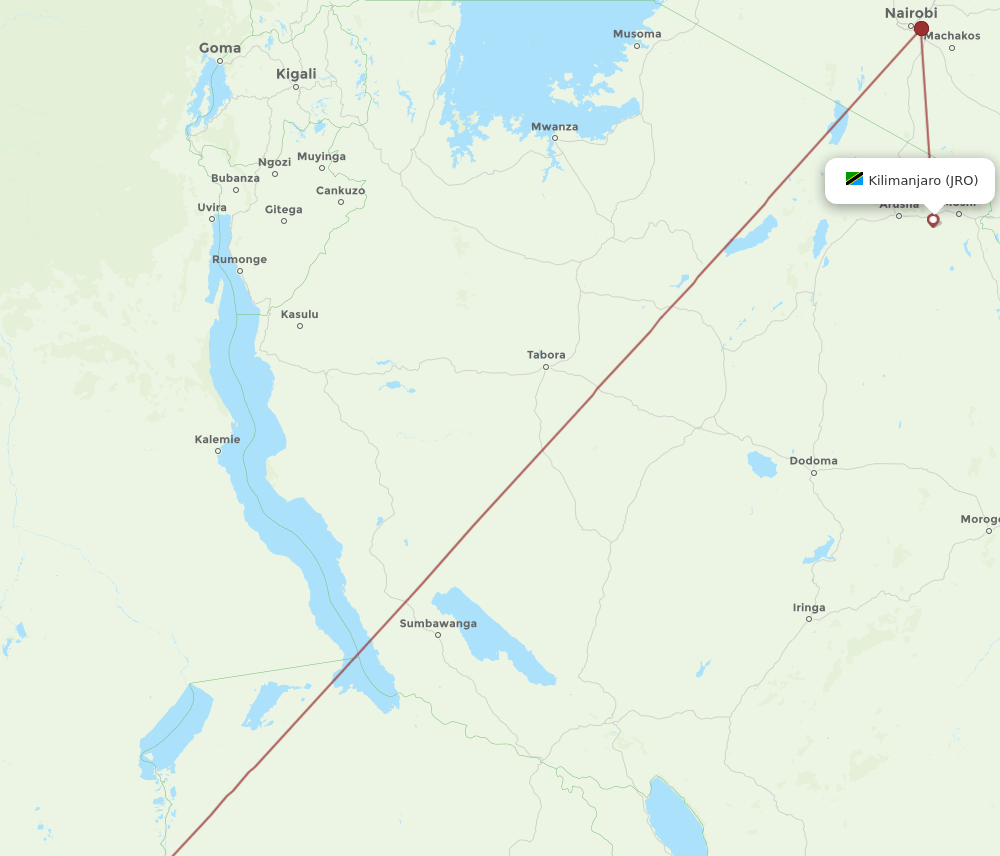 FBM-JRO flight routes