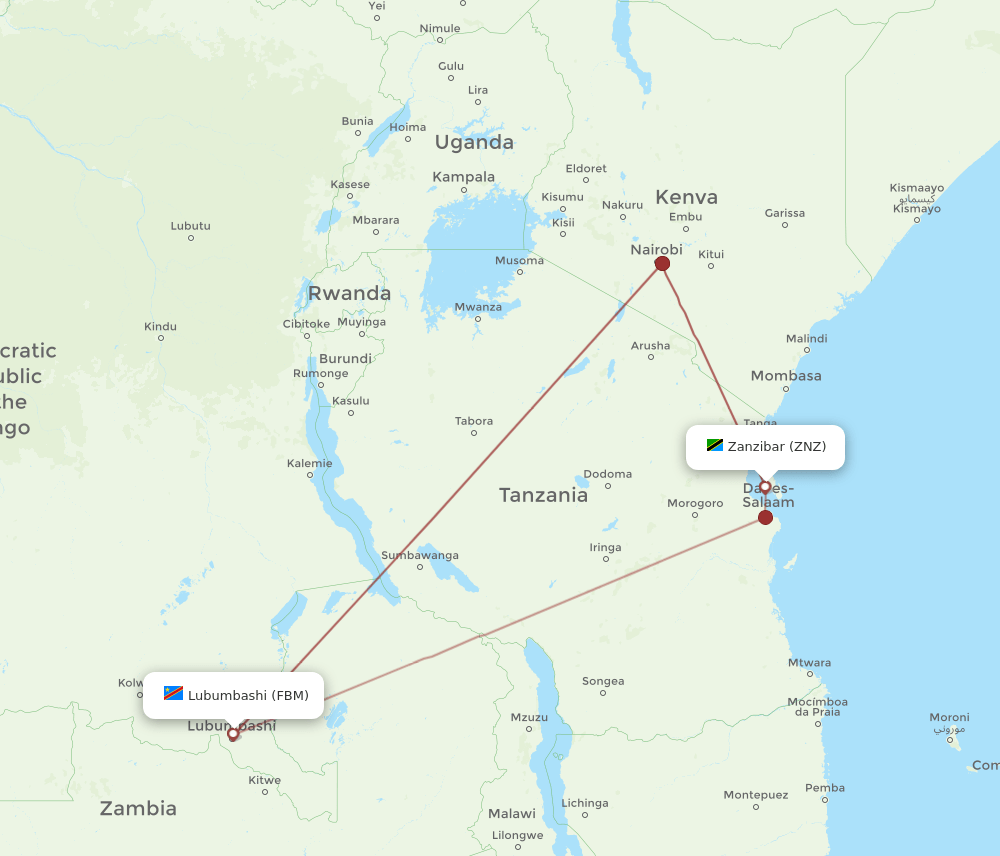FBM-ZNZ flight routes