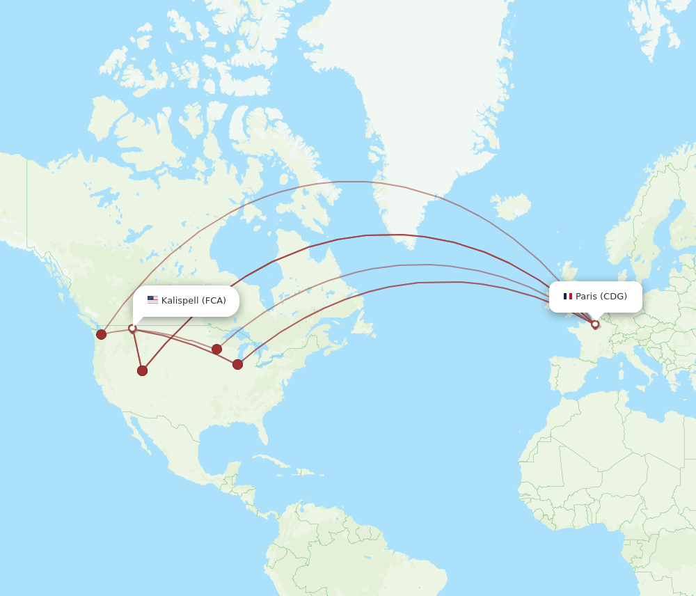 FCA-CDG flight routes