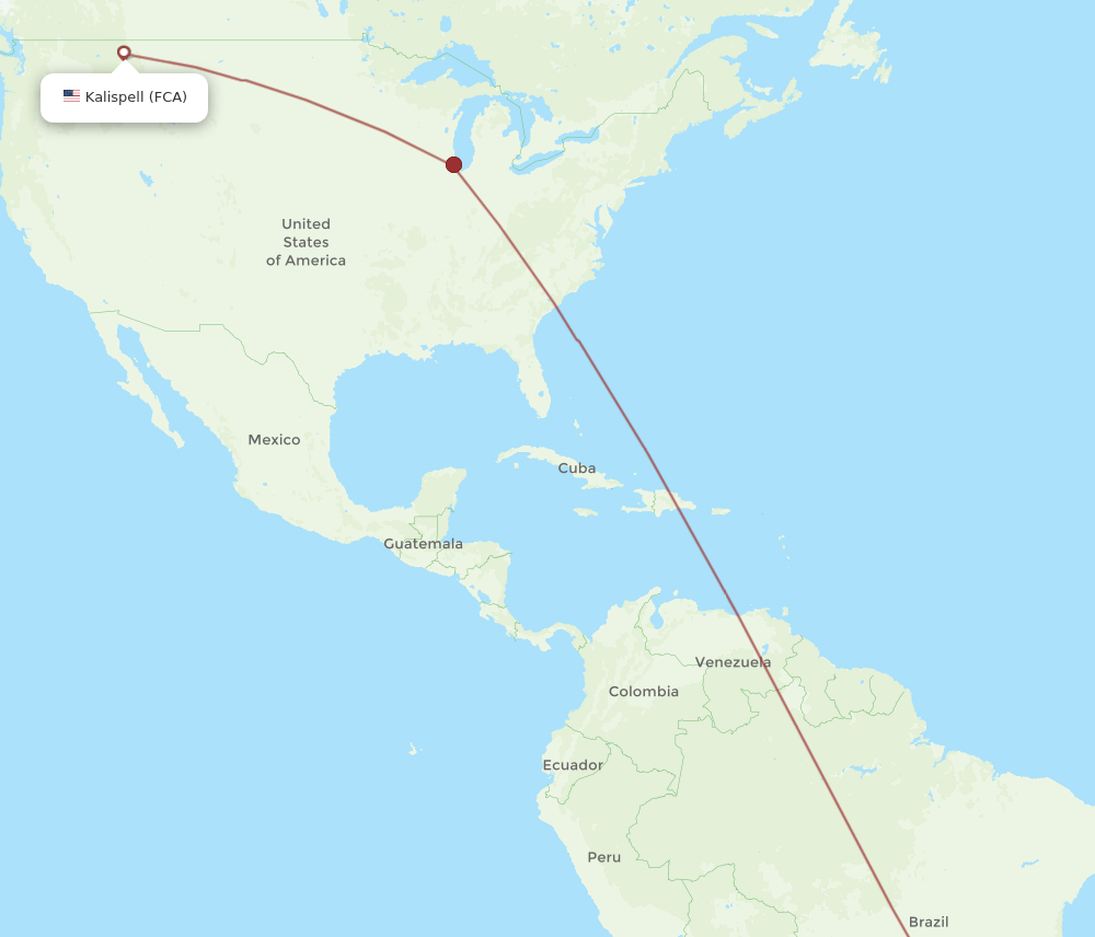 FCA to GRU flights and routes map
