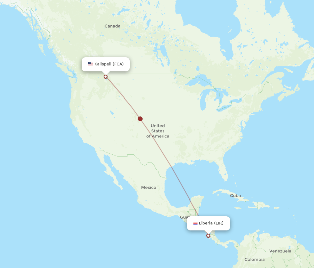 FCA-LIR flight routes