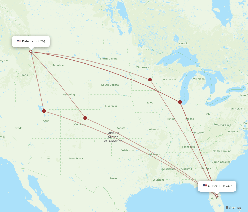 FCA-MCO flight routes