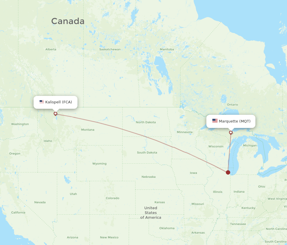 FCA to MQT flights and routes map