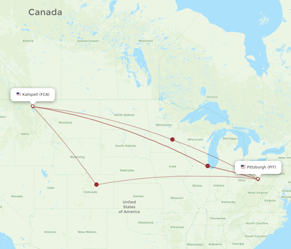 FCA-PIT flight routes