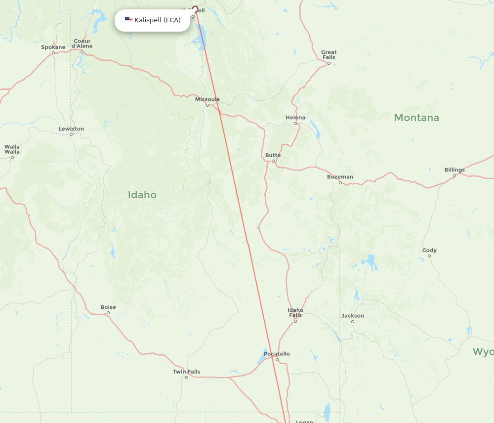Kalispell - Salt Lake City route map and flight paths