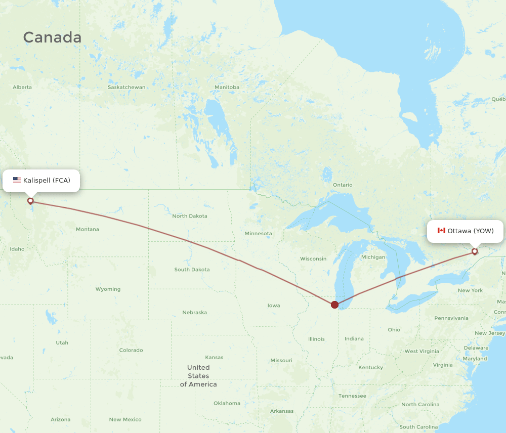 FCA-YOW flight routes