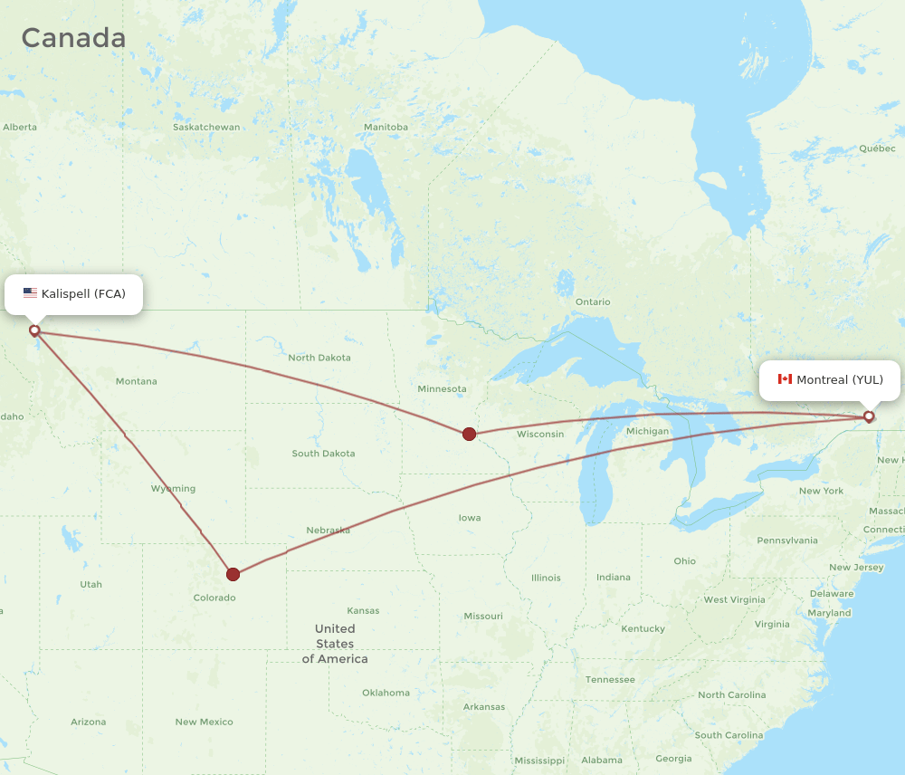 FCA-YUL flight routes