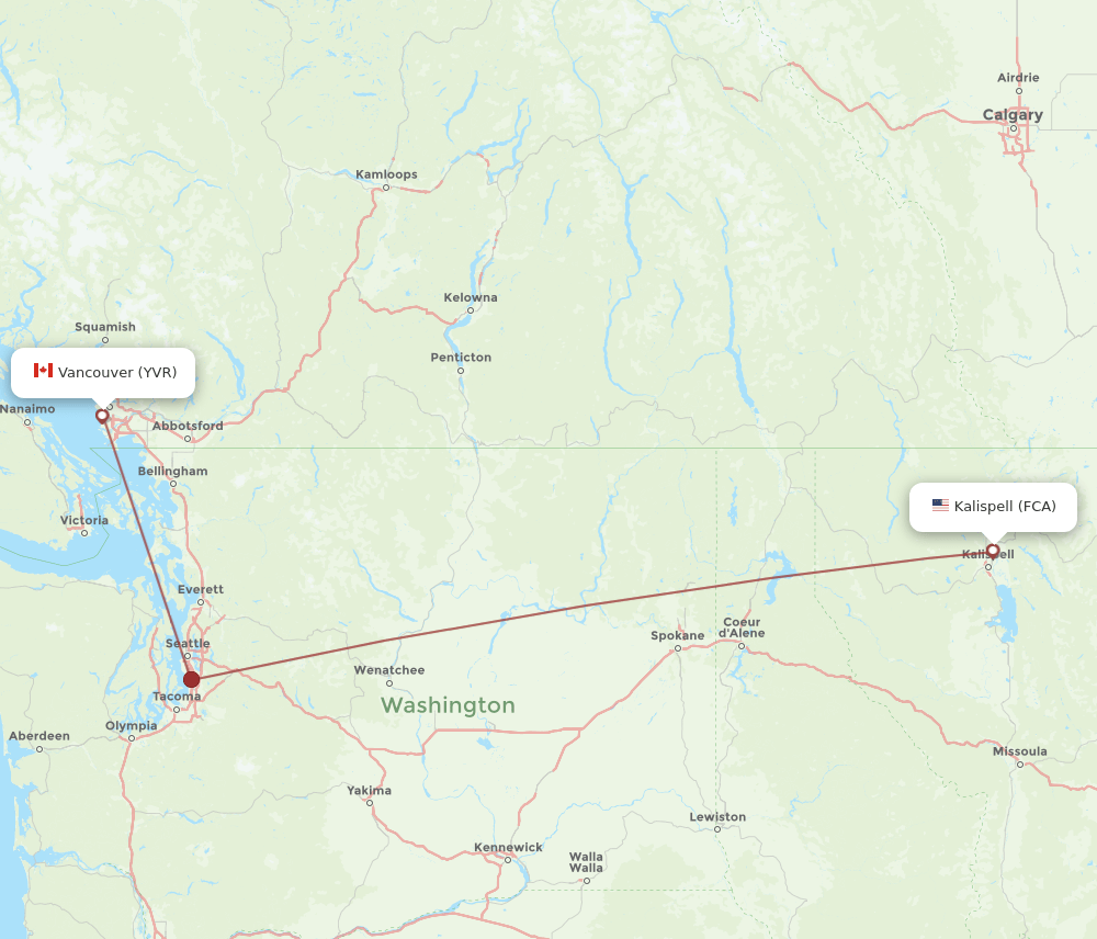 FCA-YVR flight routes