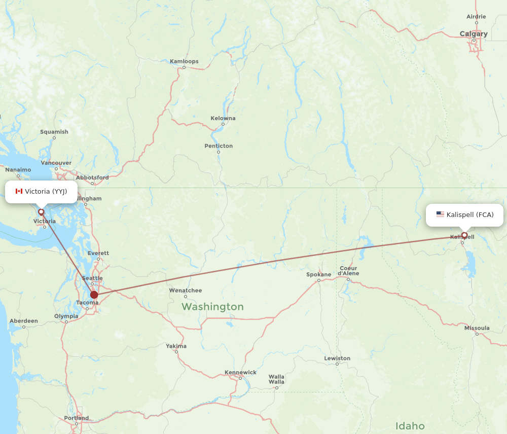 FCA-YYJ flight routes