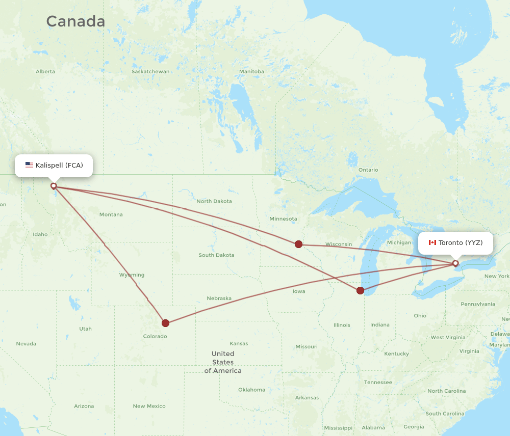 FCA-YYZ flight routes