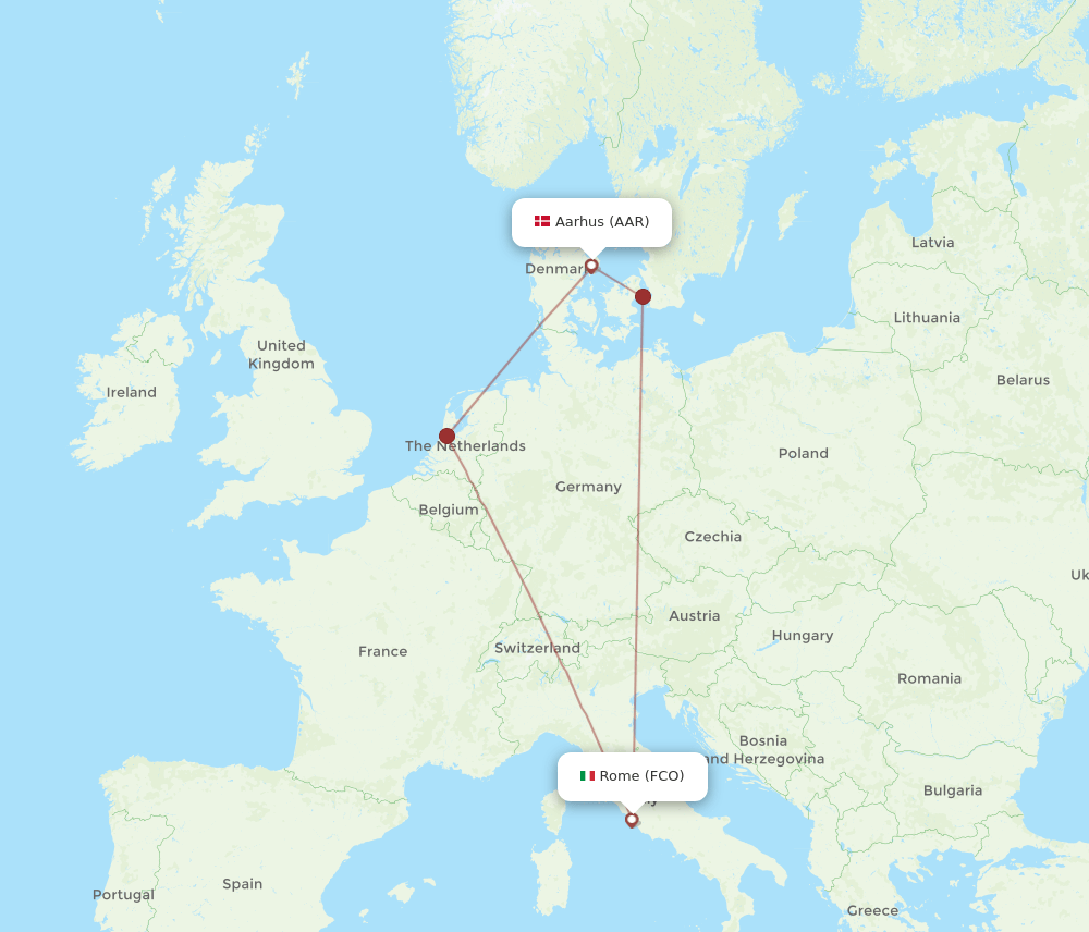 FCO to AAR flights and routes map