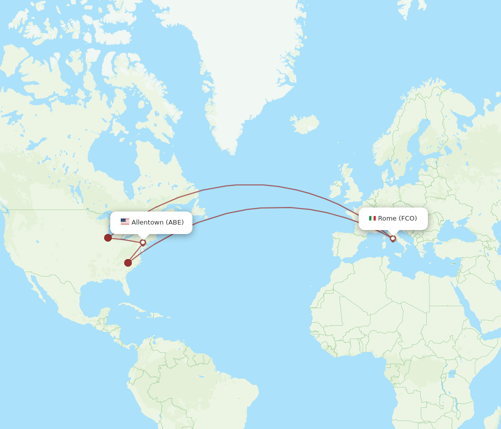 FCO-ABE flight routes