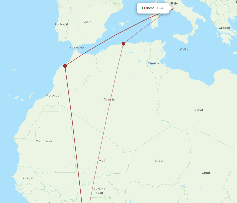 FCO to ABJ flights and routes map