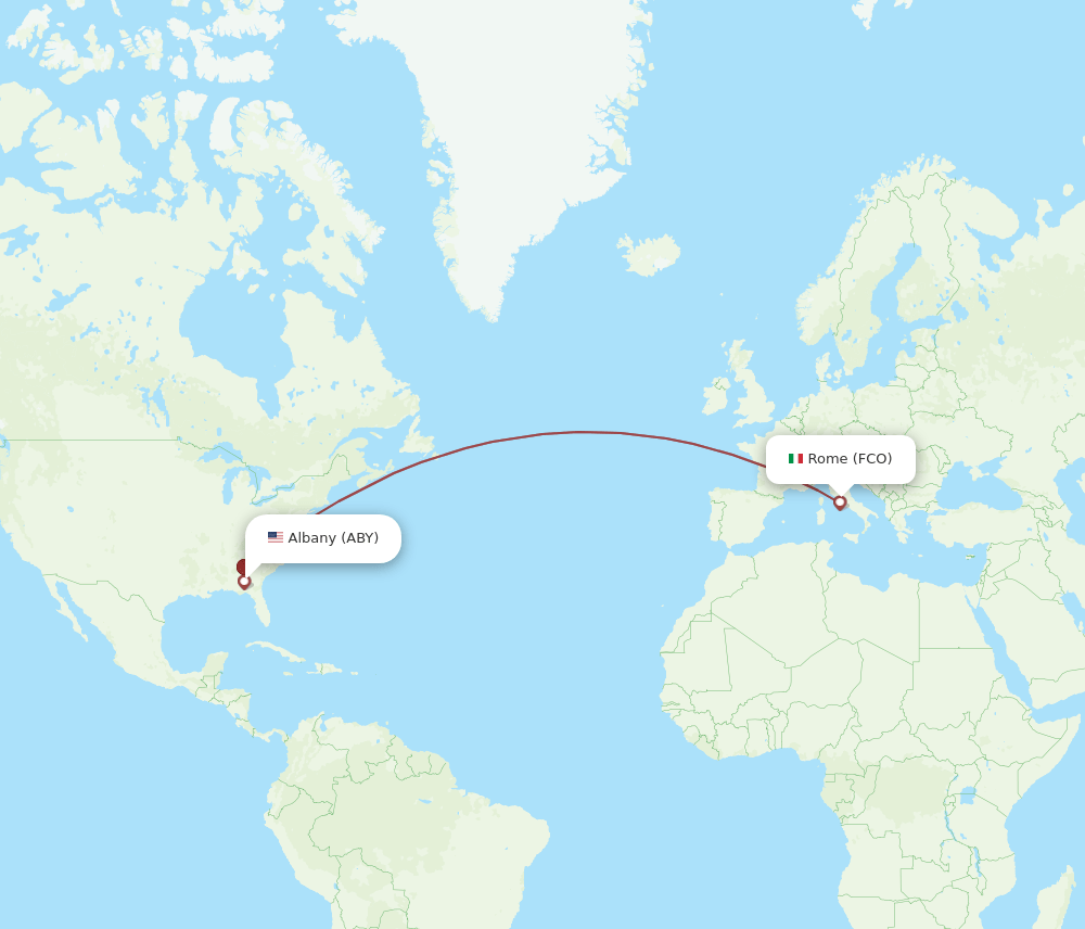 FCO to ABY flights and routes map