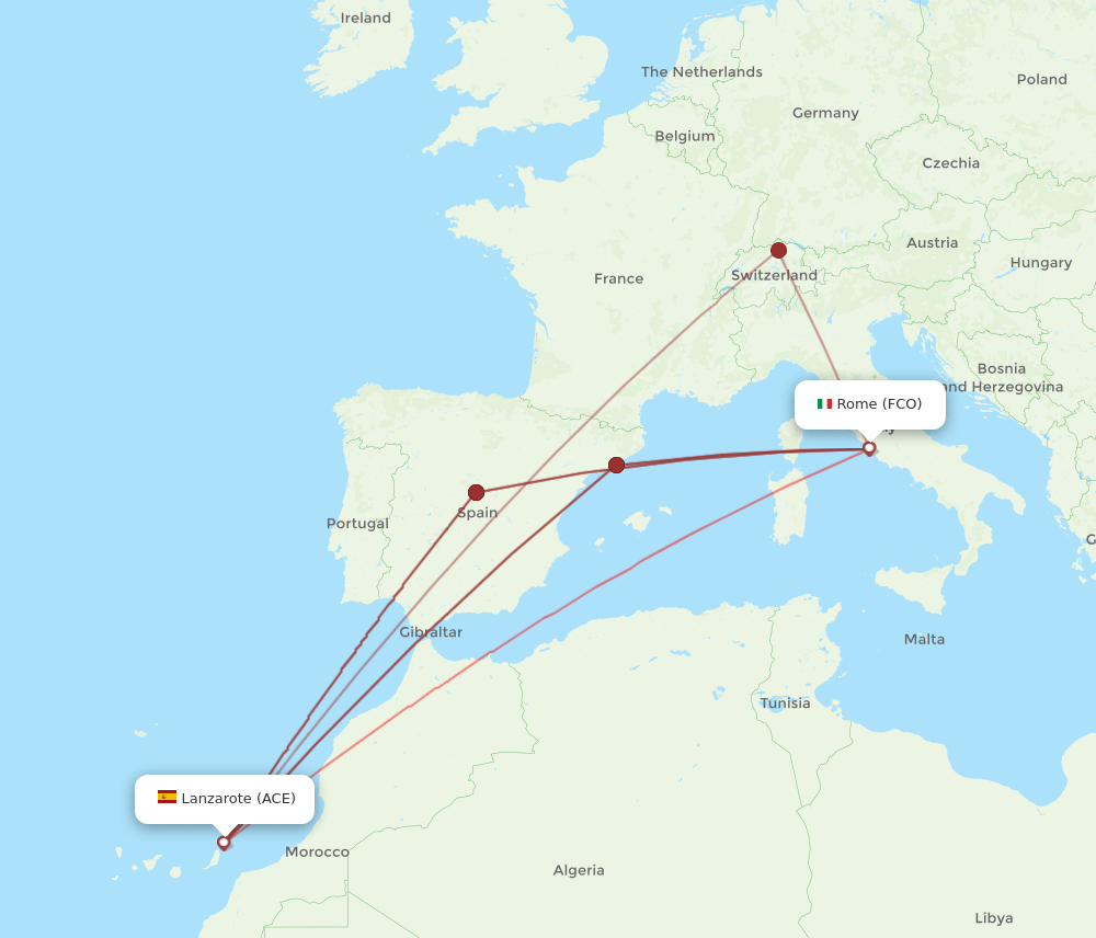 FCO-ACE flight routes