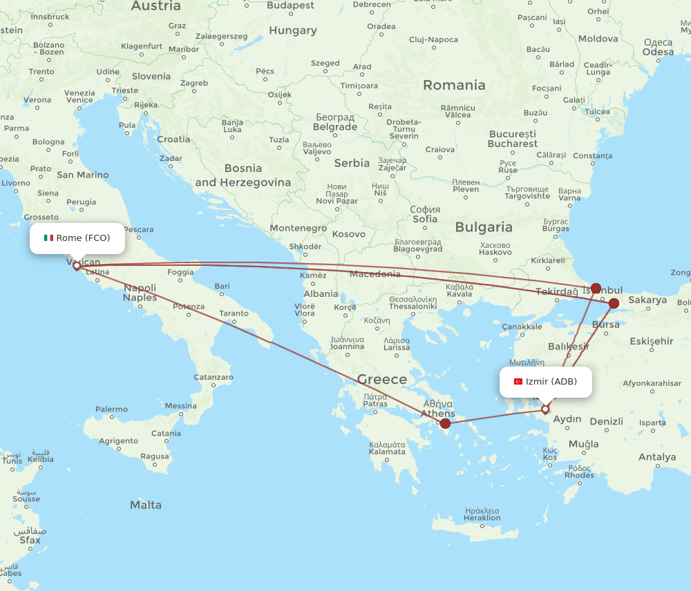 FCO-ADB flight routes