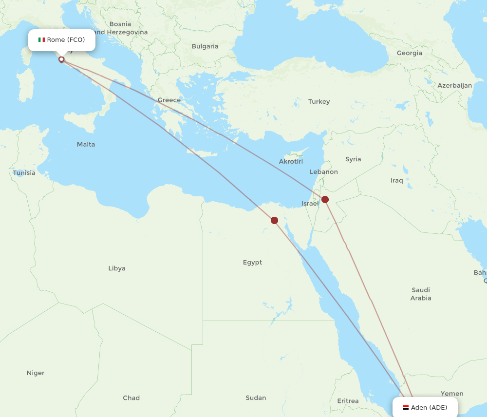 FCO-ADE flight routes