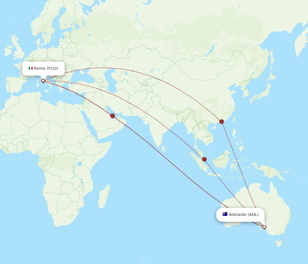 FCO-ADL flight routes