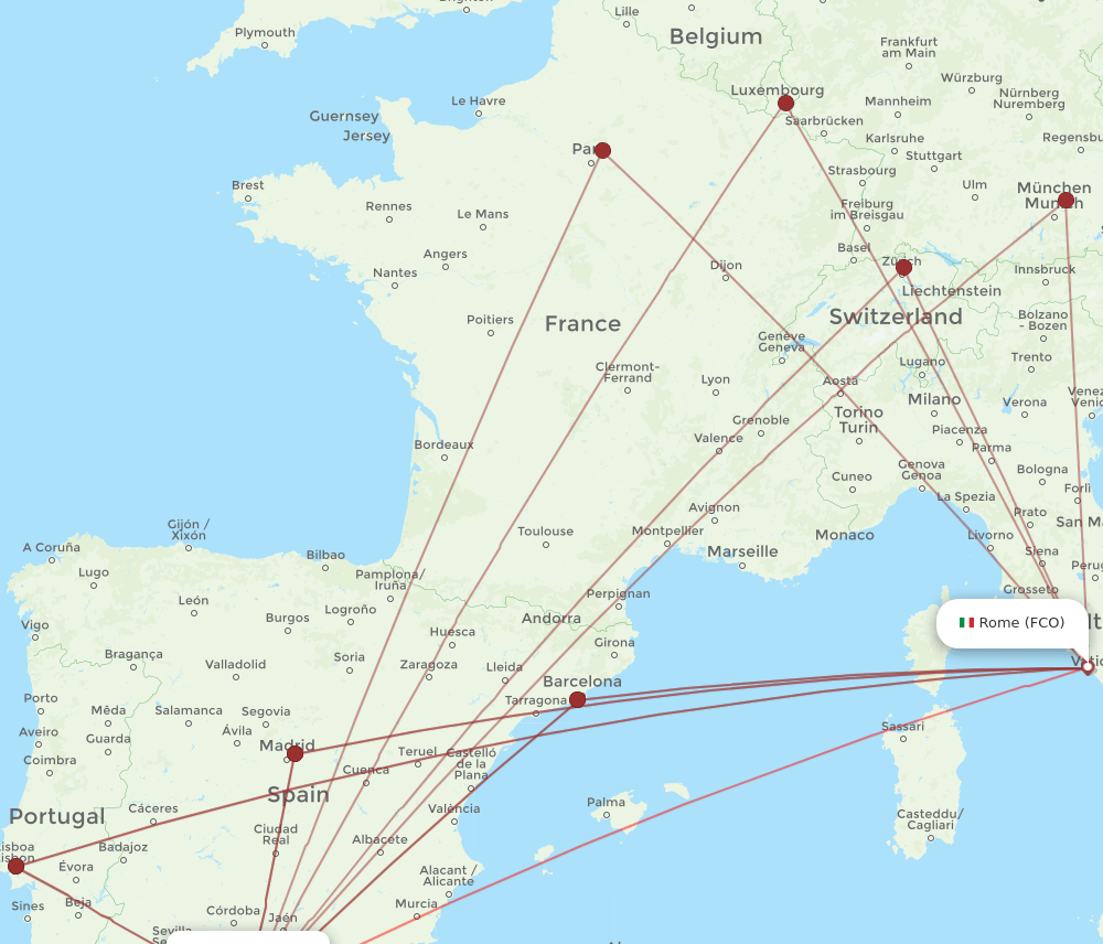 FCO-AGP flight routes