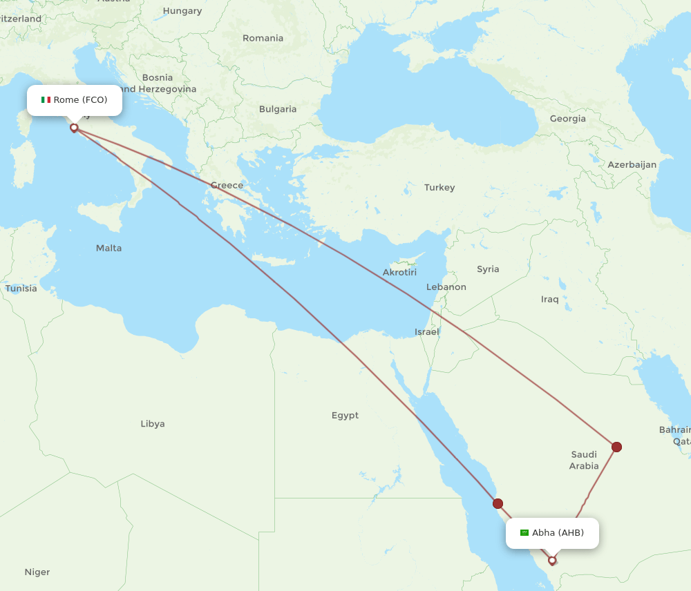 FCO-AHB flight routes