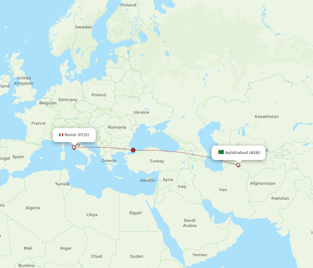 FCO to ASB flights and routes map