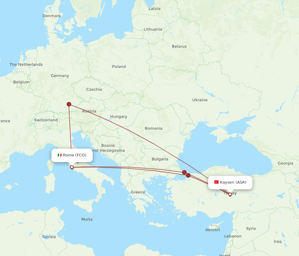 FCO-ASR flight routes