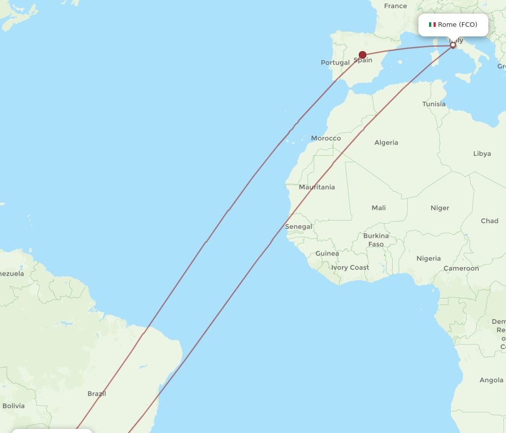FCO-ASU flight routes