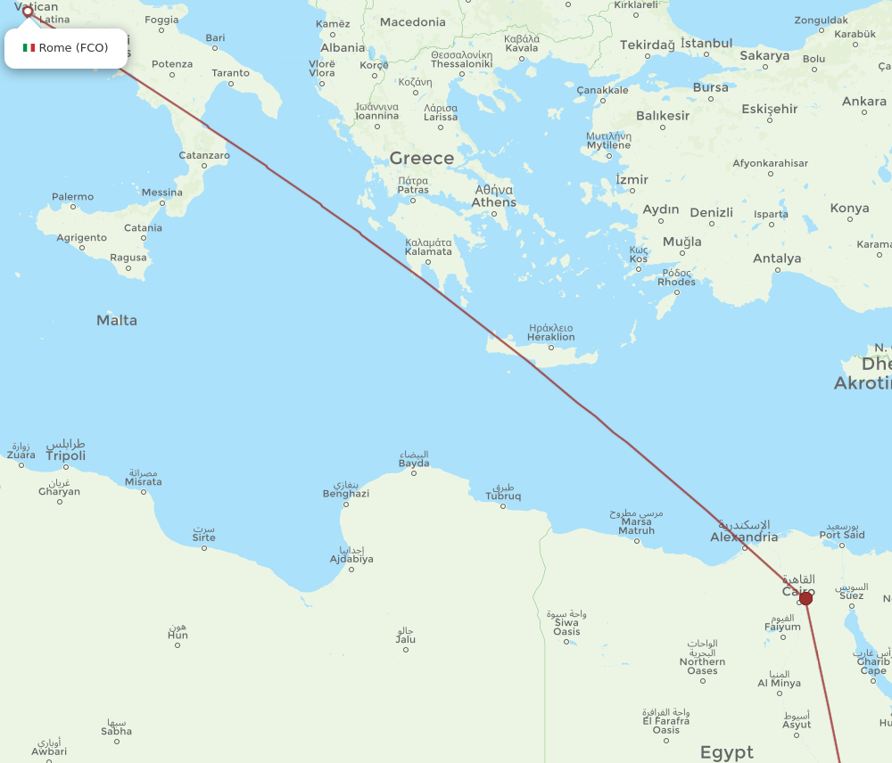 FCO-ASW flight routes