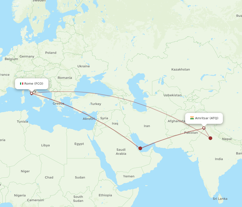 FCO-ATQ flight routes