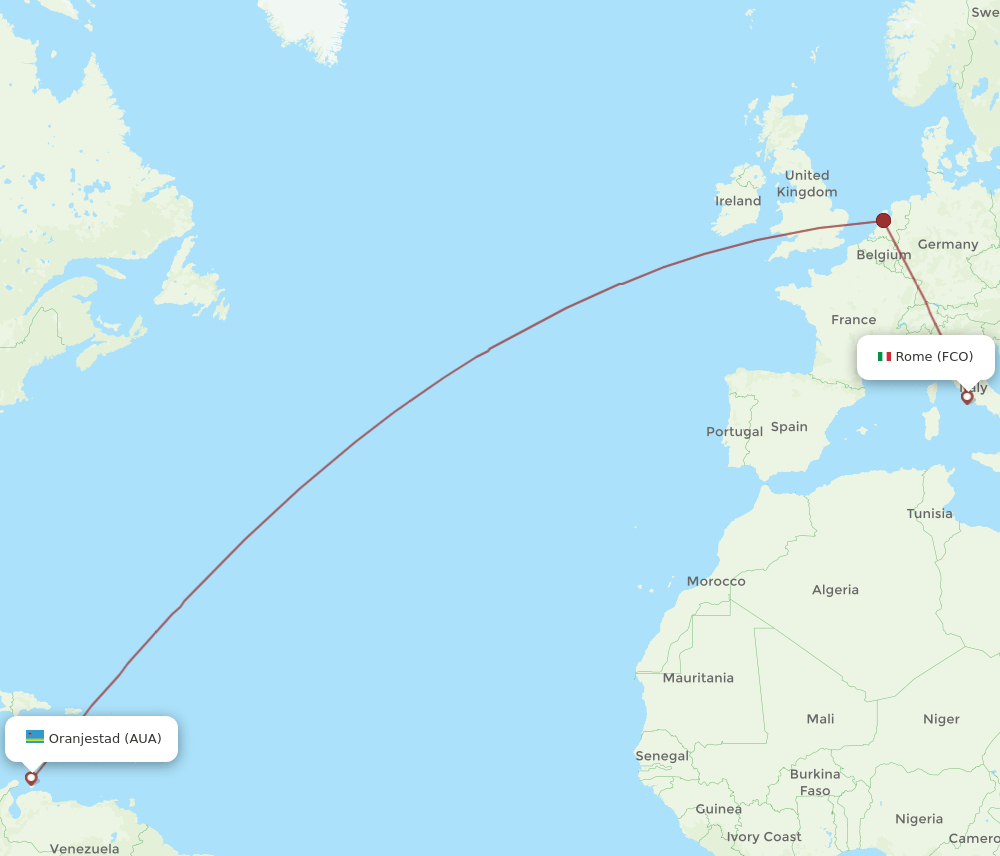 FCO-AUA flight routes