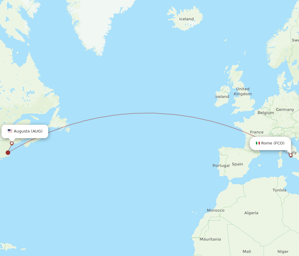 FCO-AUG flight routes