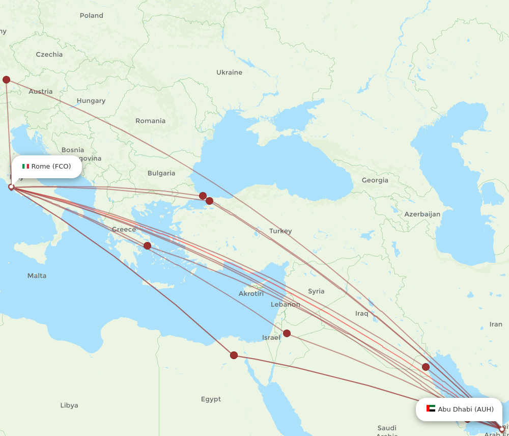 FCO to AUH flights and routes map