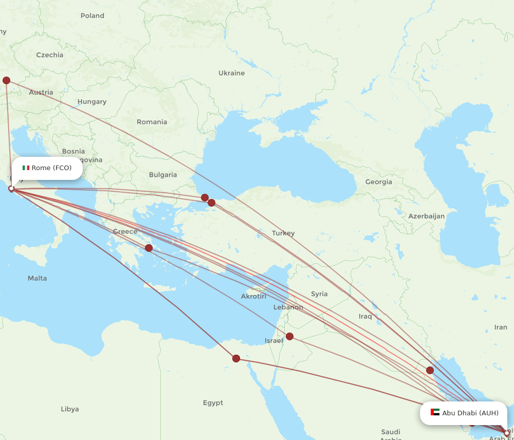 FCO-AUH flight routes