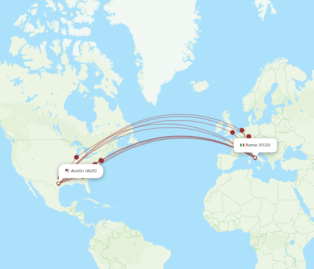 FCO-AUS flight routes